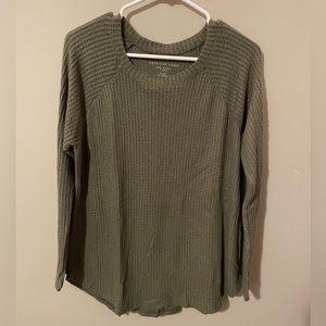 Green waffle weave sweater
